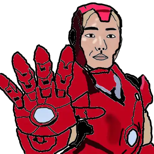 アイアンマン風スーツを着た管理人アンアンマンのイラスト